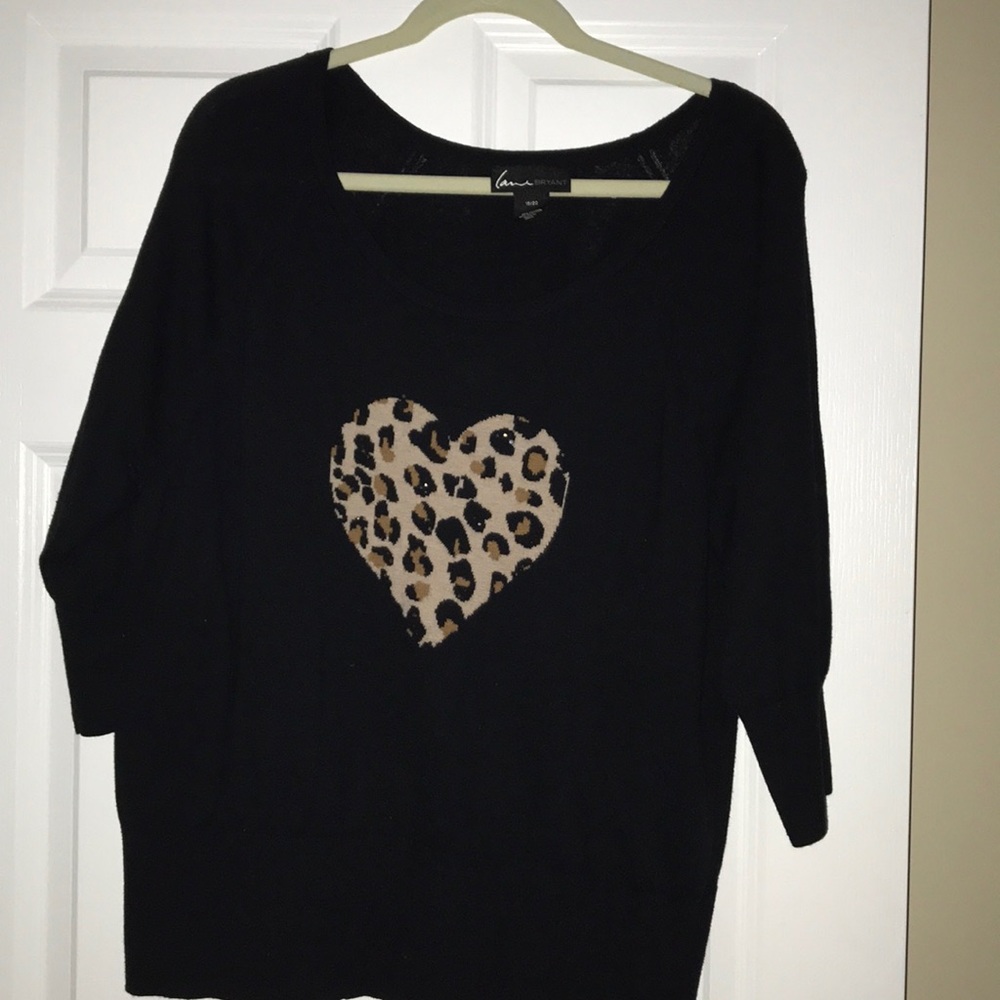 3/4 leopard heart sweater